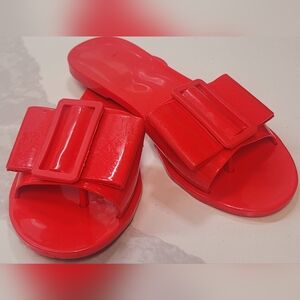 Red Bow-Accent Women’s Slide Sandals
